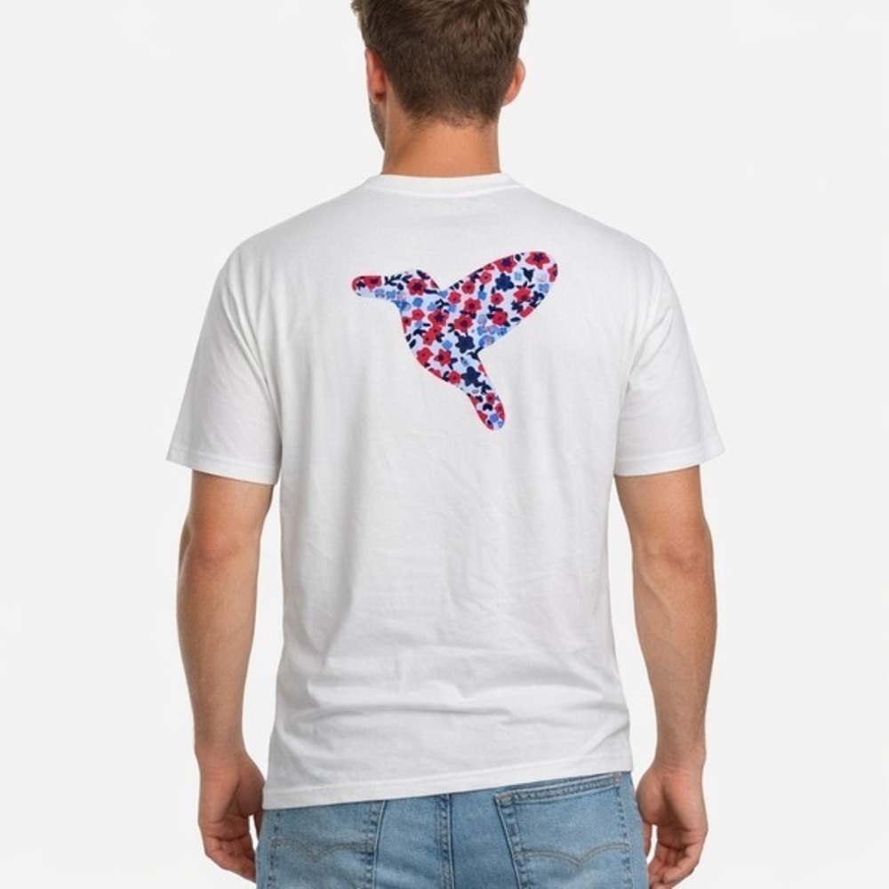 Birddogs Blue Flower‎ Bird White Tee Mens Size XL